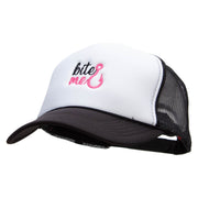 Bite Me Embroidered Foam Panel Mesh Snapback Cap