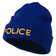 Police Embroidered Long Cuff Beanie