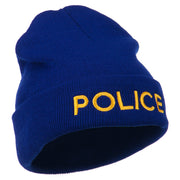 Police Embroidered Long Cuff Beanie