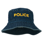 Police Embroidered Pigment Dyed Bucket Hat