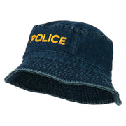 Police Embroidered Pigment Dyed Bucket Hat