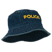 Police Embroidered Pigment Dyed Bucket Hat