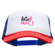 Bite Me Embroidered Foam Panel Mesh Snapback Cap