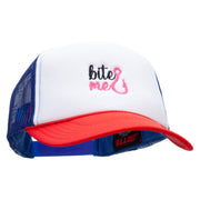 Bite Me Embroidered Foam Panel Mesh Snapback Cap