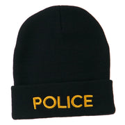 Police Embroidered Long Cuff Beanie