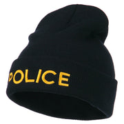 Police Embroidered Long Cuff Beanie