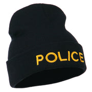 Police Embroidered Long Cuff Beanie