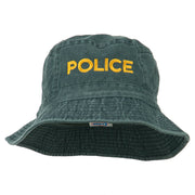 Police Embroidered Pigment Dyed Bucket Hat