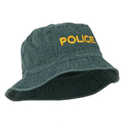 Police Embroidered Pigment Dyed Bucket Hat