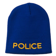 Police Embroidered Short Beanie