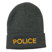 Police Embroidered Long Cuff Beanie