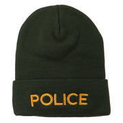 Police Embroidered Long Cuff Beanie