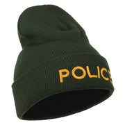 Police Embroidered Long Cuff Beanie