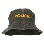 Police Embroidered Pigment Dyed Bucket Hat