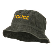 Police Embroidered Pigment Dyed Bucket Hat