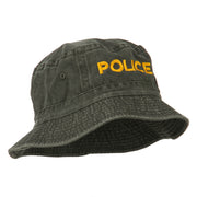 Police Embroidered Pigment Dyed Bucket Hat