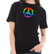 Peace Circle Sign Graphic Design Short Sleeve Cotton Jersey T-Shirt