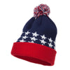 USA Flag Cuffed Pom Beanie