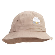 Rain Storm Embroidered Pigment Dyed Bucket Hat - Khaki OSFM