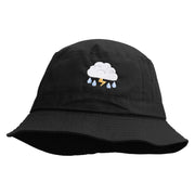 Rain Storm Embroidered Pigment Dyed Bucket Hat - Black OSFM