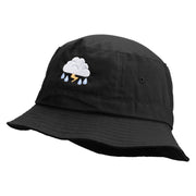 Rain Storm Embroidered Pigment Dyed Bucket Hat - Black OSFM