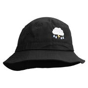 Rain Storm Embroidered Pigment Dyed Bucket Hat - Black OSFM