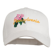 USA State Pennsylvania Flowers Embroidered Cotton Cap