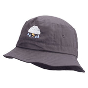 Rain Storm Embroidered Pigment Dyed Bucket Hat - Charcoal OSFM