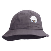 Rain Storm Embroidered Pigment Dyed Bucket Hat - Charcoal OSFM
