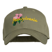 USA State Pennsylvania Flowers Embroidered Cotton Cap