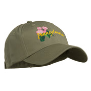 USA State Pennsylvania Flowers Embroidered Cotton Cap