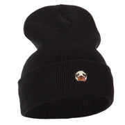 Pug Dog Head Embroidered Long Knitted Beanie