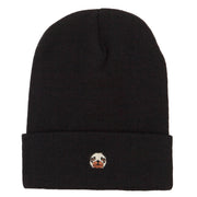 Pug Dog Head Embroidered Long Knitted Beanie