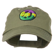 Peace Embroidered Pigment Dyed Cotton Cap