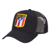 Puerto Rico Flag Shield Patched Mesh Cap