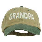 Wording of Grandpa Embroidered Washed Two Tone Cap