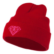 Hot Pink Diamond Embroidered Long Cuff Beanie