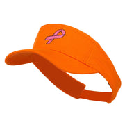 Hot Pink Ribbon Breast Cancer Embroidered Visor