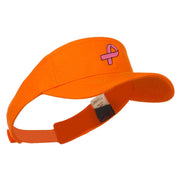 Hot Pink Ribbon Breast Cancer Embroidered Visor