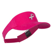 Hot Pink Ribbon Breast Cancer Embroidered Visor