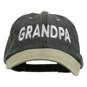 Wording of Grandpa Embroidered Washed Two Tone Cap