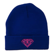 Hot Pink Diamond Embroidered Long Cuff Beanie