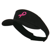 Hot Pink Ribbon Breast Cancer Embroidered Visor