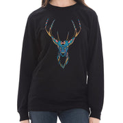 Psychedelic Deer Graphic Long Sleeve Crewneck Tee