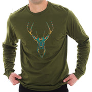 Psychedelic Deer Graphic Long Sleeve Crewneck Tee