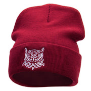 Owl Embroidered 12 Inch Long Knitted Beanie