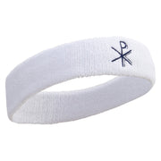 Religious Symbol Embroidered Head Bands Terry - White OSFM