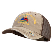 U.S. Army 1st Armored Division Embroidered Low Profile Special Cotton Mesh Cap - khaki-brown OSFM
