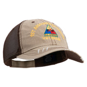 U.S. Army 1st Armored Division Embroidered Low Profile Special Cotton Mesh Cap - khaki-brown OSFM