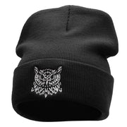 Owl Embroidered 12 Inch Long Knitted Beanie